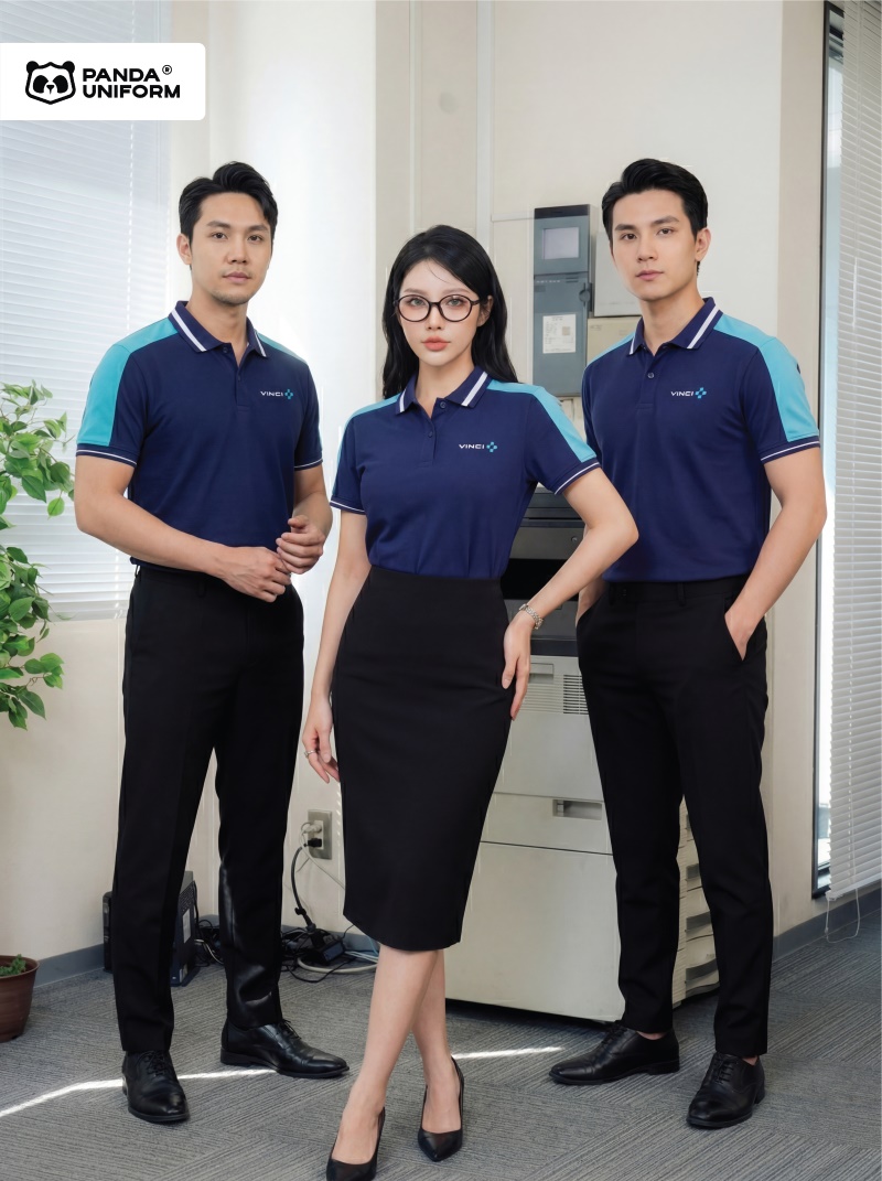 Mẫu áo polo màu xanh đen đồng phục công ty
