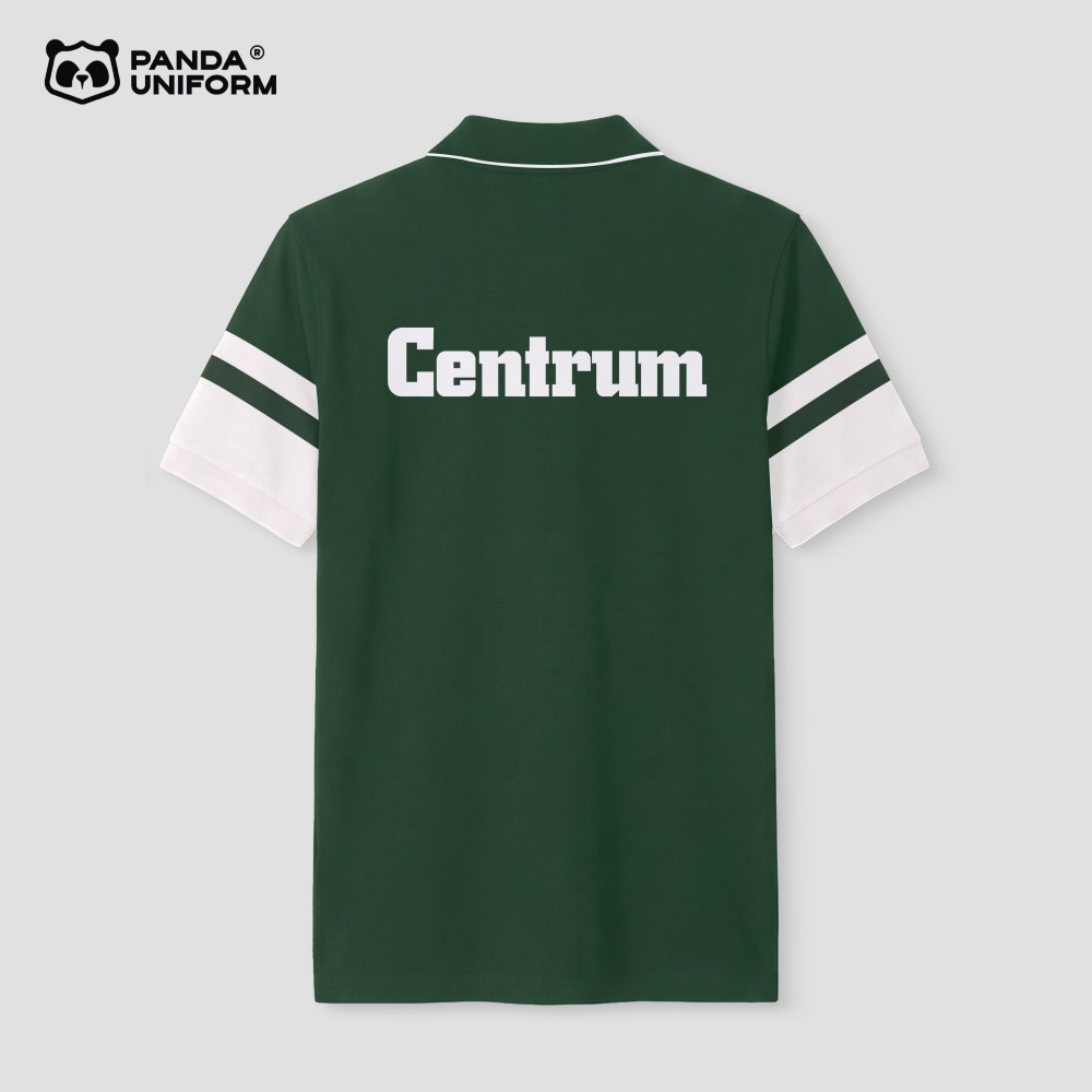 Mẫu áo polo xanh nhiệt đới phối tay trắng đồng phục công ty