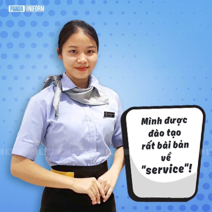 Sơ mi đồng phục McDonald’s màu xanh trang nhã